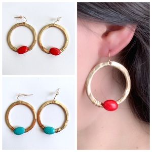 Good Ring Earring with Faux Turquoise Stone